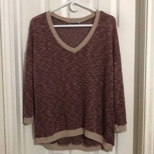 OLIVIA MOON PULLOVER V NECK LIGHT SWEATER SZ LG